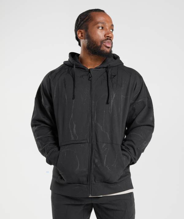 Panske Mikiny S Kapucňou Gymshark Power Zip Čierne | LR2985610